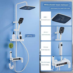 ZeeCry Thermostat Shower Set System/Rainfall Multifunction shower set White Black 5 in 1 Wall Mixer Single Lever Shower set
