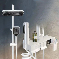 ZeeCry Thermostat Shower Set System/Rainfall Multifunction shower set White Black 5 in 1 Wall Mixer Single Lever Shower set