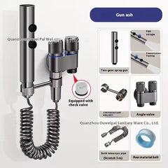 Zeecry Premium Grey Bidet Sprayer Set with Faucet Angle Valve, High-Pressure Spray Gun for Toilet & Bathroom Cleaning, 2m Hose, Wall Mount, 1/2" Connector buy one get one free