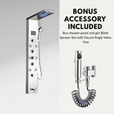 ZeeCry Shower Panel 8-in-1 Thermostatic | Stainless Steel 304, Rainfall Shower, 8 Body Jets, Handheld, Hot & Cold Mixer, LED Display, Wall Mount Kit (Luxurious Chrome) Free Faucet Angle Valve