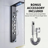 ZeeCry 8-in-1 Thermostatic Shower Panel | Stainless Steel 304, Rainfall Shower, 8 Body Jets, Handheld, Hot & Cold Mixer, LED Display, Wall Mount System (Brushed Black Edition) free Faucet