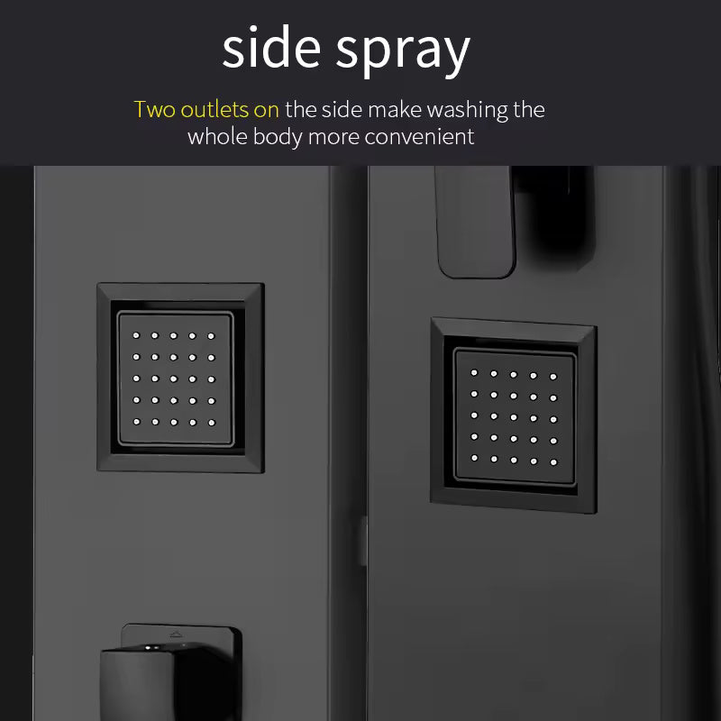 ZeeCry 6 in 1 Shower Panel for Bathroom/Modern Shower System with Rainfall Shower, Jet Sprayers, Waterfall Tap and Hand Shower For Bathroom/Digital Shower Set with LED Display - Black