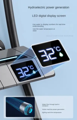 ZeeCry Luxury Thermostatic Shower Set With LED Display Finish Matte GreyColor / 4 in 1 Wall Mixer Single Lever Shower Panel Rain Fall heavy Brass Waterfall Bathroom shower System,