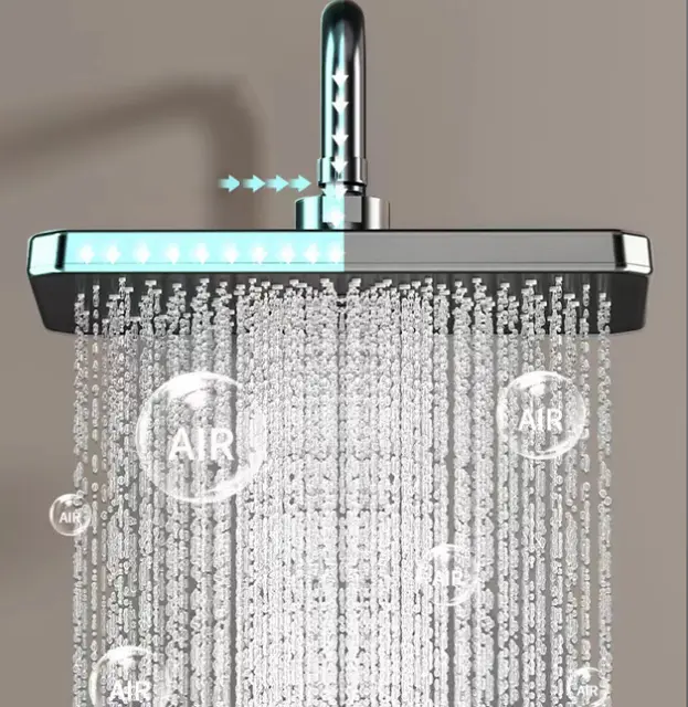 ZeeCry Luxury Thermostatic Shower Set With LED Display Finish Matte GreyColor / 4 in 1 Wall Mixer Single Lever Shower Panel Rain Fall heavy Brass Waterfall Bathroom shower System,
