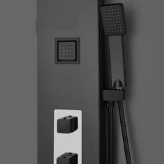 ZeeCry 6 in 1 Shower Panel for Bathroom/Modern Shower System with Rainfall Shower, Jet Sprayers, Waterfall Tap and Hand Shower For Bathroom/Digital Shower Set with LED Display - Black