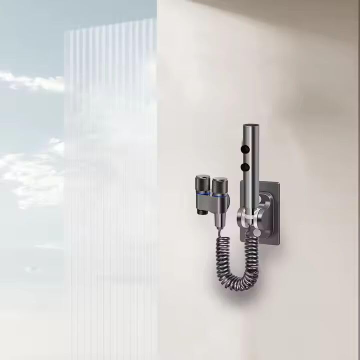 Zeecry Premium Grey Bidet Sprayer Set with Faucet Angle Valve, High-Pressure Spray Gun for Toilet & Bathroom Cleaning, 2m Hose, Wall Mount, 1/2" Connector buy one get one free
