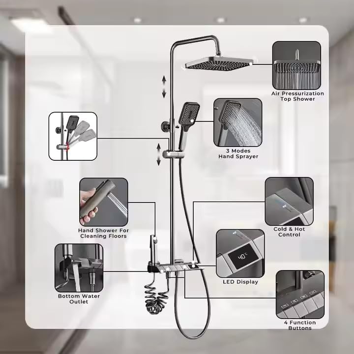 ZeeCry Brass Wall Mount 4-in-1 Thermostatic Shower System – Redefining Everyday Luxury