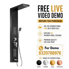 ZeeCry Shower Panel Stainless Steel Shower 304 Grade Panel 6 in 1 Tower System Rainfall Shower, Body Massage Spray Handheld Shower,Wall Mount Easy Connect Shower Panel Kit
