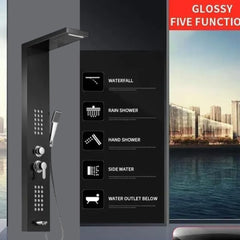 ZeeCry Shower Panel Stainless Steel Shower 304 Grade Panel 6 in 1 Tower System Rainfall Shower, Body Massage Spray Handheld Shower,Wall Mount Easy Connect Shower Panel Kit