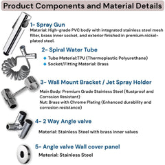 Zeecry Bathroom Spray Gun Set – Modern High-Pressure Bidet Sprayer, Chrome Finish, Faucet Angle Valve, 2m Hose, 1/2" Thread, for Toilet & Household Cleaning buy one get one free