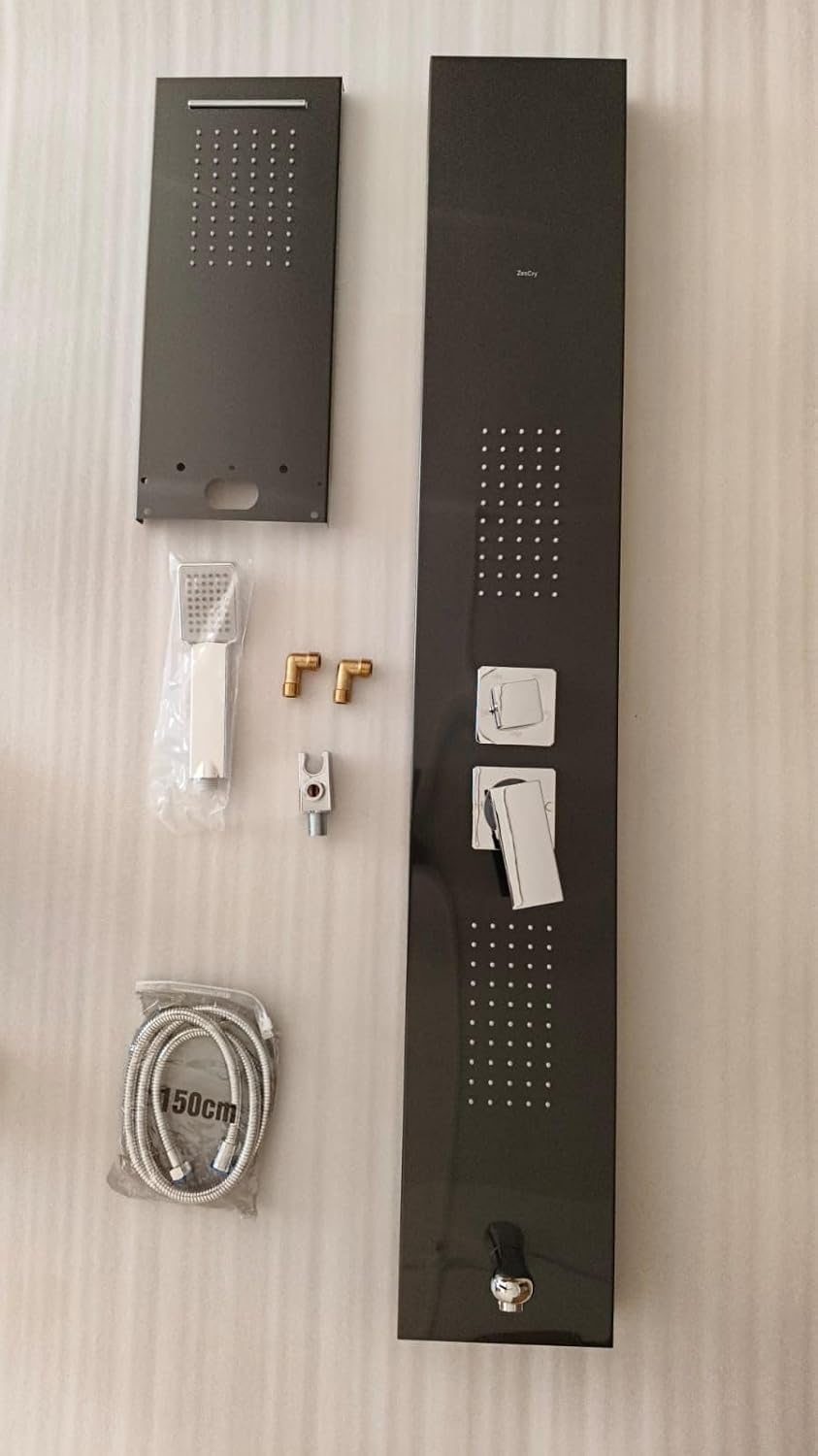 ZeeCry Shower Panel Stainless Steel Shower 304 Grade Panel 6 in 1 Tower System Rainfall Shower, Body Massage Spray Handheld Shower,Wall Mount Easy Connect Shower Panel Kit