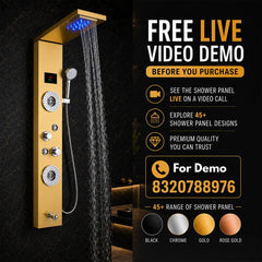ZeeCry Stainless Steel Shower Panel Full Set ,Overhead Waterfall Shower , Hand Shower , Wall Mount Shower Panel For BathroomsBody Massage Spray Handheld Shower,Wall Mount Easy Connect Shower Panel Kit, Luxury Shower Panel 5 in One Tower System.