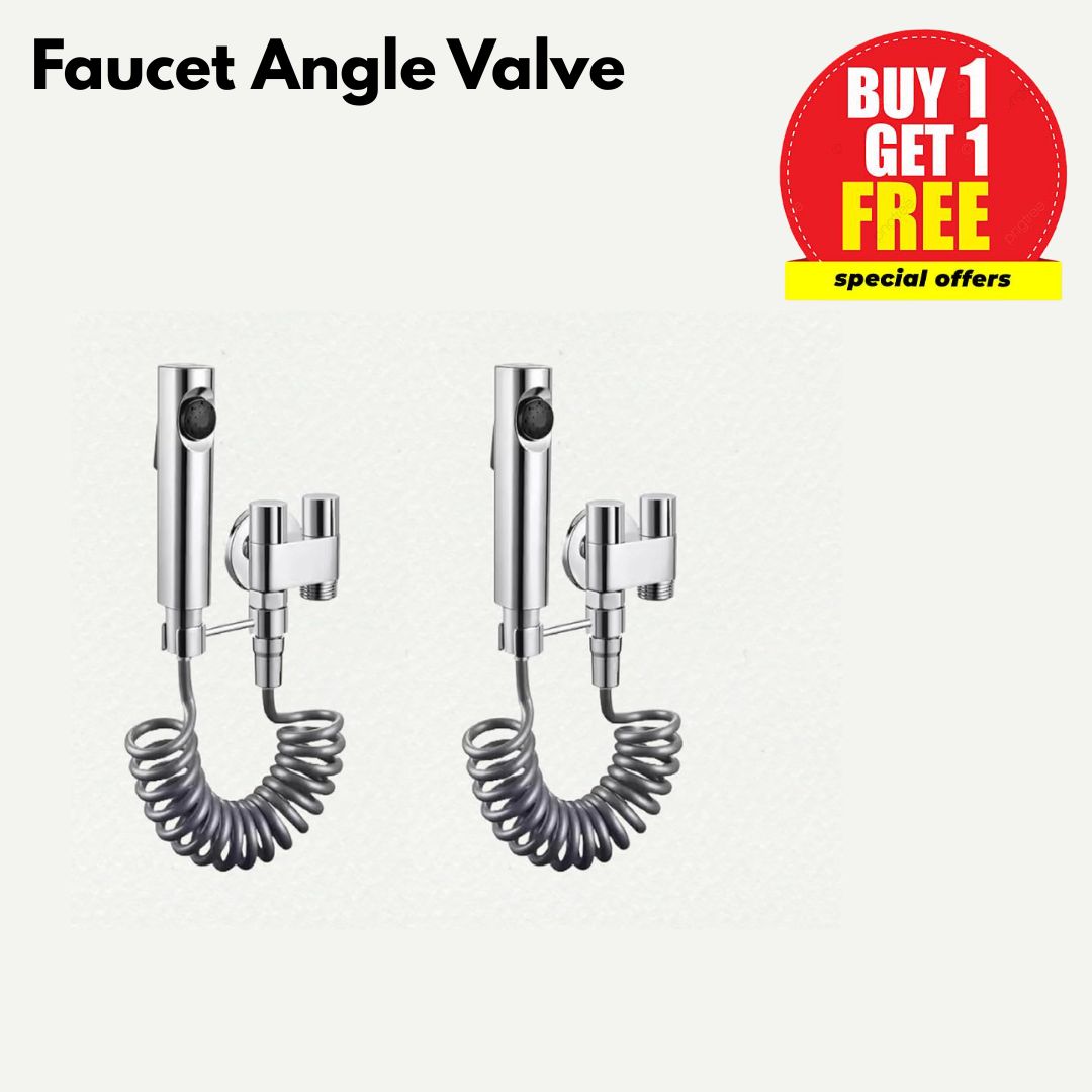 Zeecry Bathroom Spray Gun Set – Modern High-Pressure Bidet Sprayer, Chrome Finish, Faucet Angle Valve, 2m Hose, 1/2" Thread, for Toilet & Household Cleaning buy one get one free