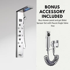 ZeeCry Shower Panel 8-in-1 Thermostatic | Stainless Steel 304, Rainfall Shower, 8 Body Jets, Handheld, Hot & Cold Mixer, LED Display, Wall Mount Kit (Luxurious Chrome) Free Faucet Angle Valve