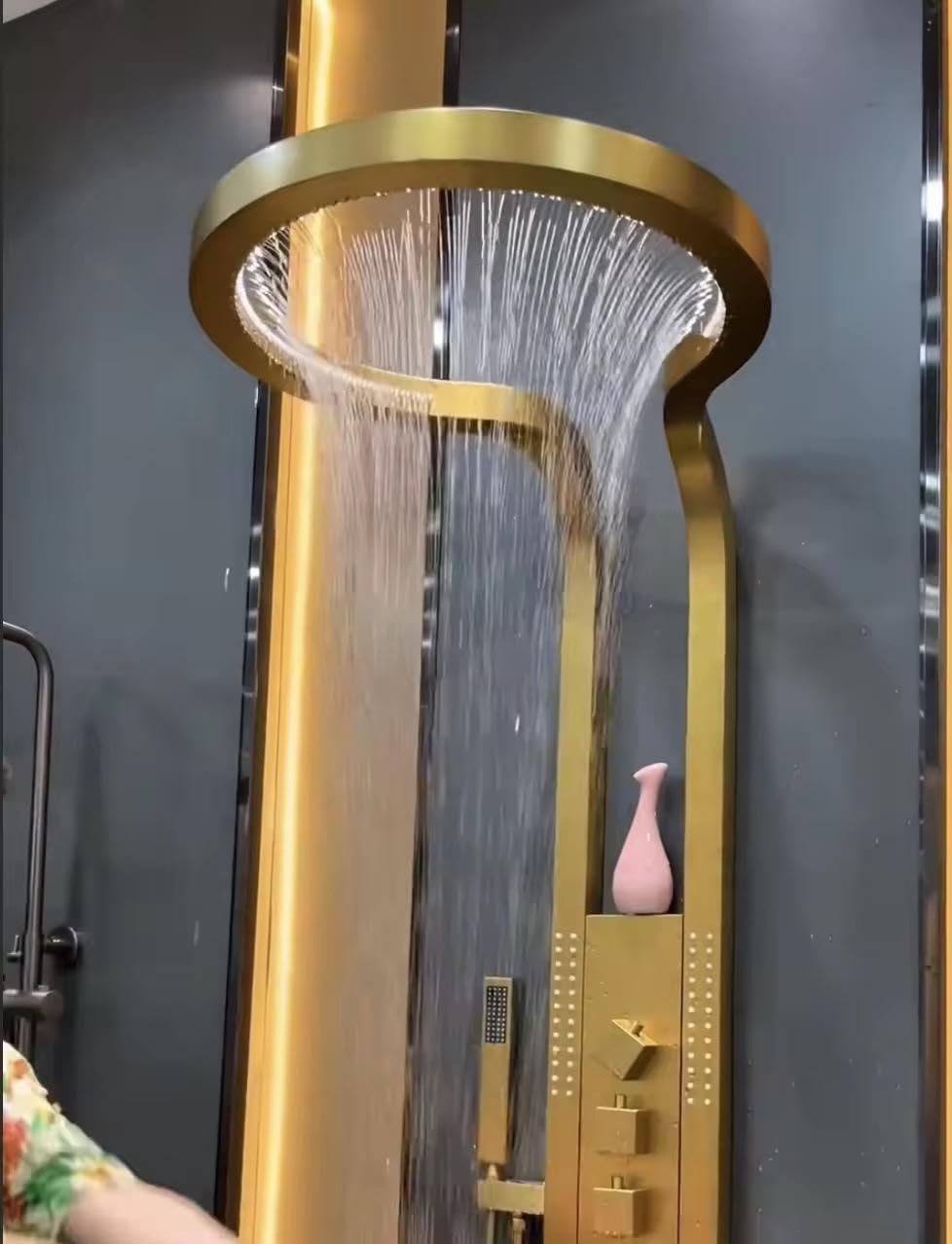 Golden Round Shower Panel
