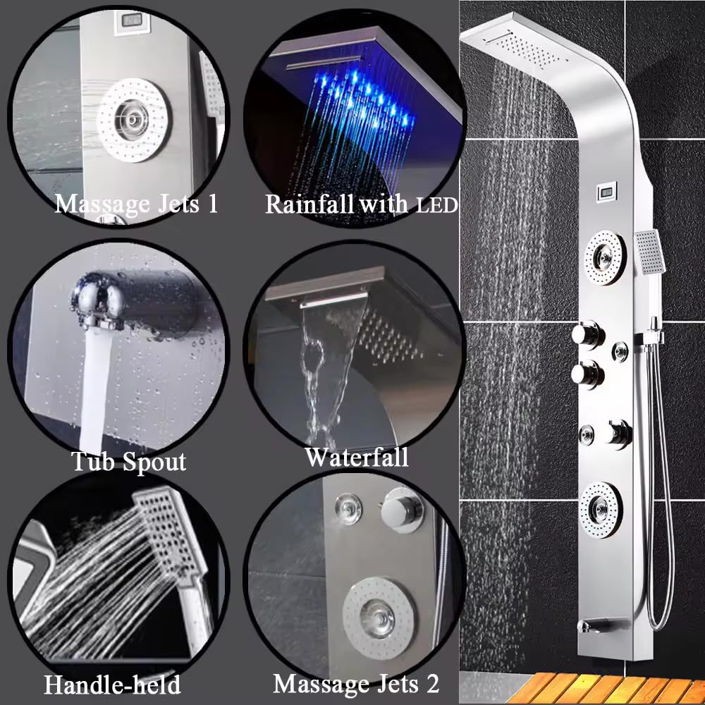Silver 2 Body Jet Shower Panel
